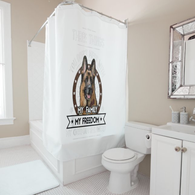 Three Things You Dont Mess With - German Shepherd Shower Curtain (In Situ)