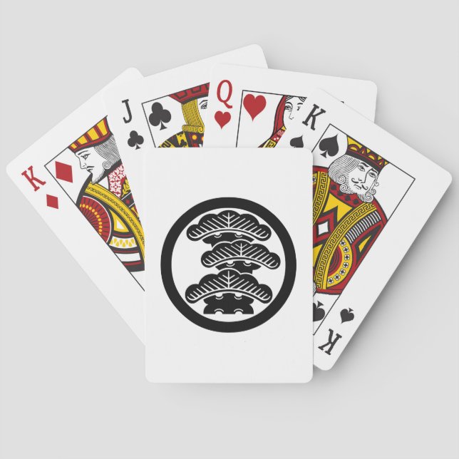 Three-tiered pine R in circle Playing Cards (Back)