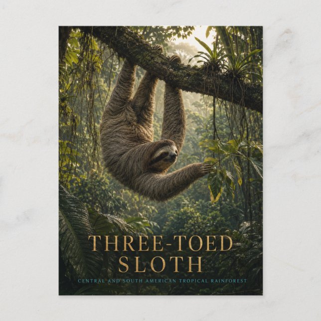 Three-Toed Sloth Rainforest ANIMALS Postcard (Front)