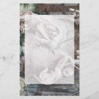 Three Toed Sloths Vintage Art Stationery