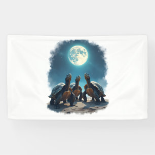 Three Tortoises Howl at Moon Wildlife Mountain Tur Banner