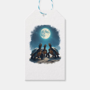 Three Tortoises Howl at Moon Wildlife Mountain Tur Gift Tags