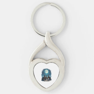 Three Tortoises Howl at Moon Wildlife Mountain Tur Key Ring