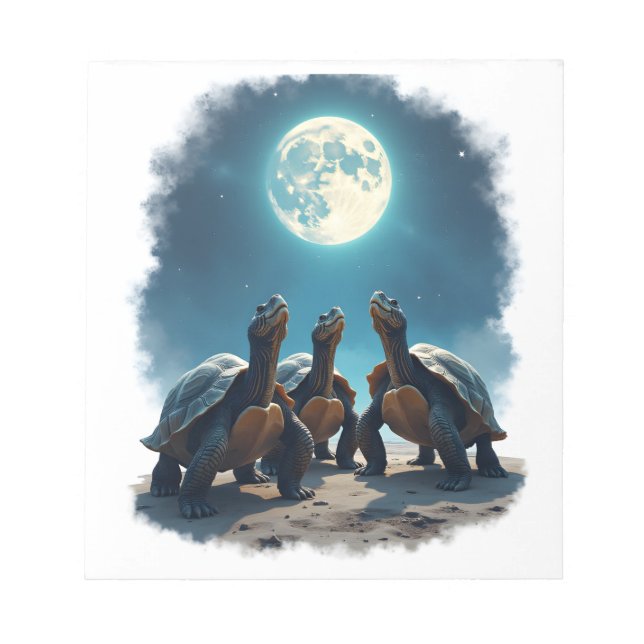 Three Tortoises Howl at Moon Wildlife Mountain Tur Notepad (Front)
