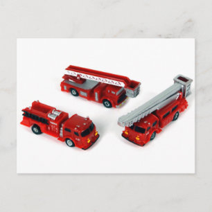 THREE TOY FIRE ENGINES POSTCARD