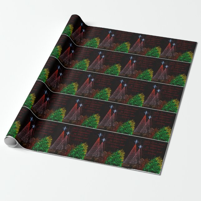 Three Trees At Midtown Greetings Wrapping Paper (Unrolled)
