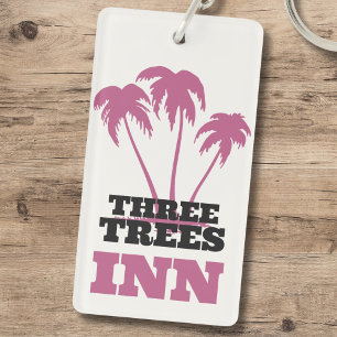 Three Trees Inn (black) Key Ring