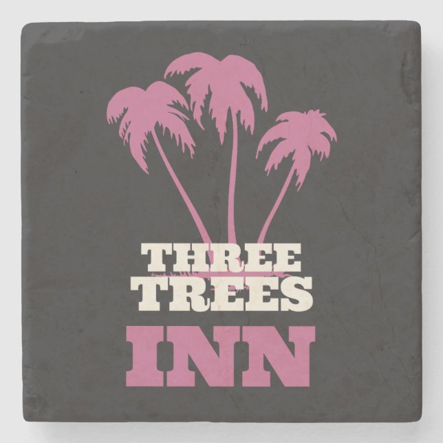 Three Trees Inn (white) Stone Coaster (Front)