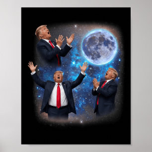Three Trumps Howling At The Moon Weird Meme Trump  Poster
