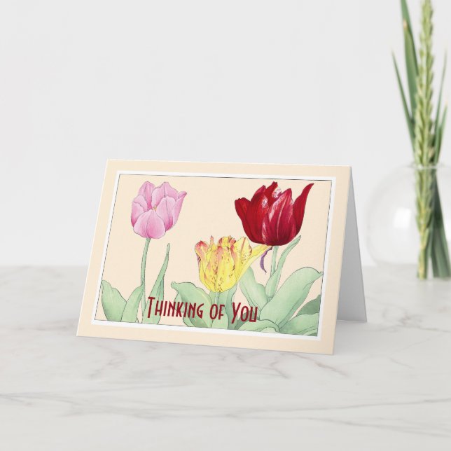 Three Tulips, Botanicals Note Card - Customise (Front)