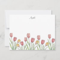 Three Tulips Coloured Pencil, Pen & Ink Sketch Not