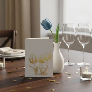 Three tulips, foil wedding invitation