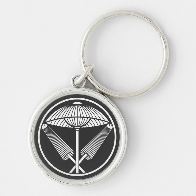 Three umbrellas in a threadlike ring key ring (Front)
