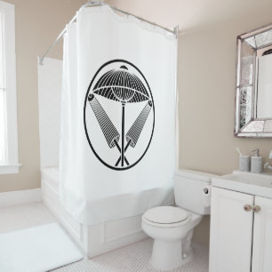 Three umbrellas in a threadlike ring shower curtain