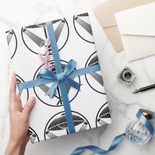 Three umbrellas in a threadlike ring wrapping paper