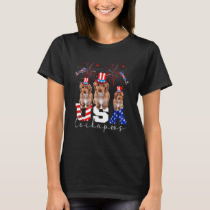 Three Usa Cockapoos Dog Wearing Hat American Flag  T-Shirt