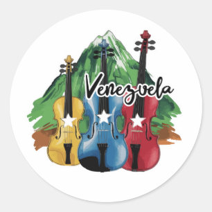 three Venezuelan violins Classic Round Sticker