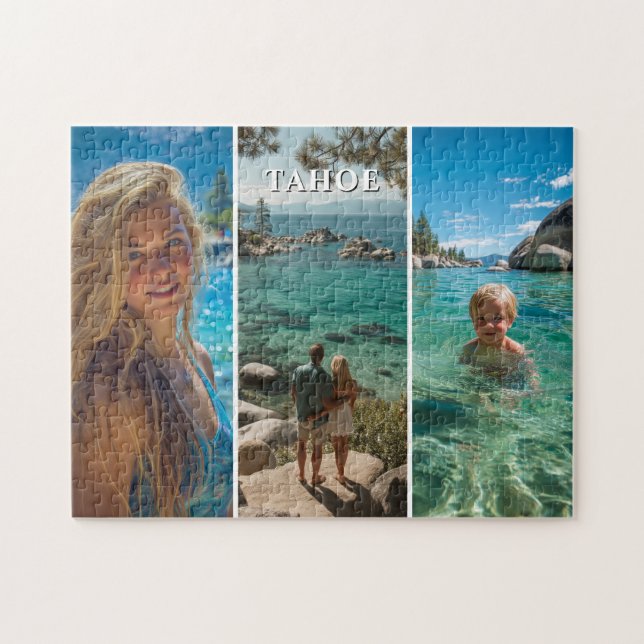Three Vertical Strip Boho Photo 11x14 Jigsaw Puzzle (Horizontal)