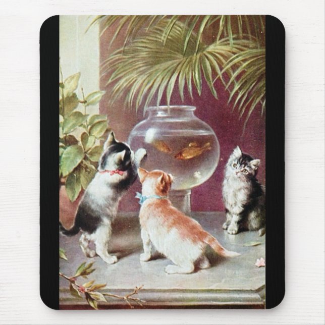 Three Victorian Kittens Mouse Pad (Front)