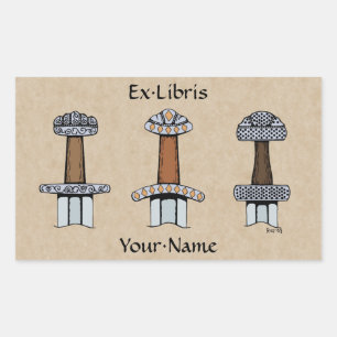 Three Viking Sword Hilts Bookplate Rectangular Sticker