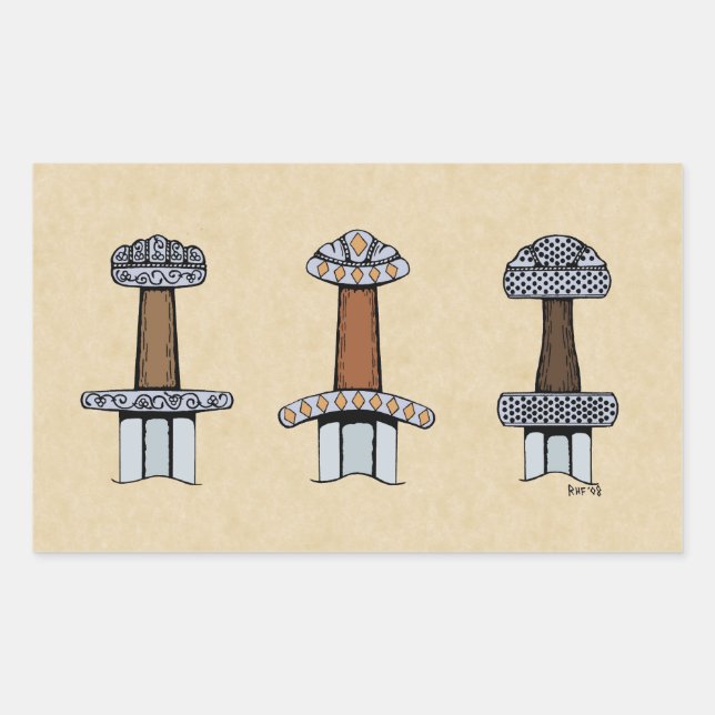 Three Viking Sword Hilts Rectangular Sticker (Front)