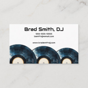 Three Vinyl Records DJ Record Store Business Card
