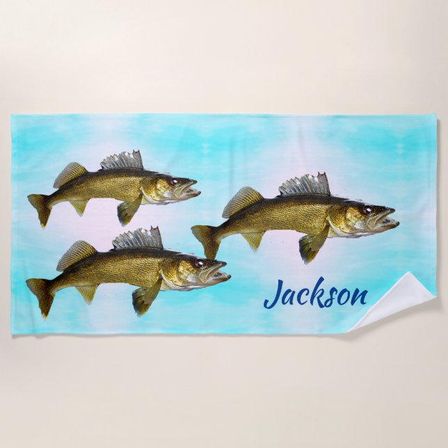 Three Walleyes Beach Towel (Front)