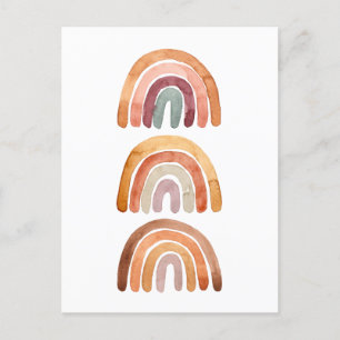 Three Watercolor Earthy Modern Boho Rainbow Postcard
