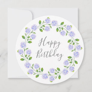 Three Watercolor Hydrangeas Wreath Card