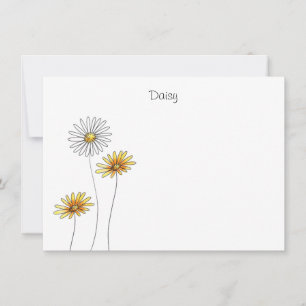 Three Watercolor, Pen & Ink Daisy Stems Card
