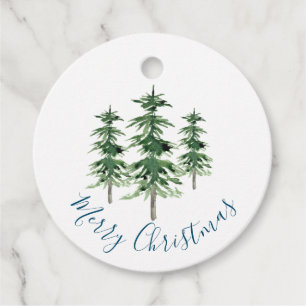 Three Watercolor Pine Trees gift tags