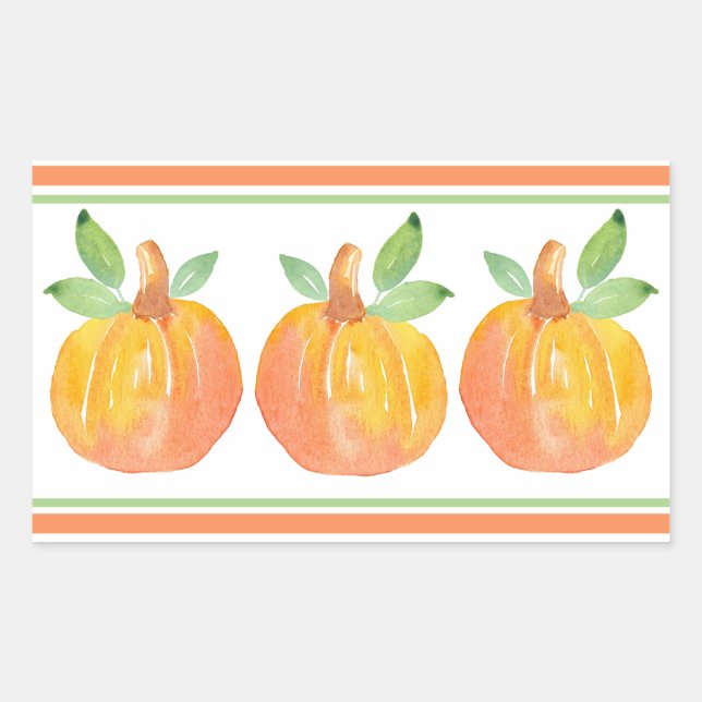 Three Watercolor Pumpkins 2 Rectangular Sticker (Front)