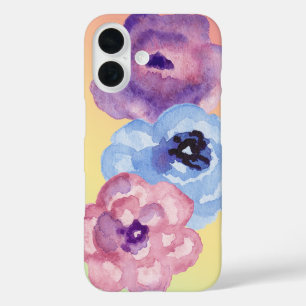 Three Watercolor Roses on Pastel Gradient iPhone 16 Case