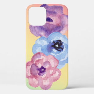 Three Watercolor Roses on Pastel Gradient iPhone 12 Case