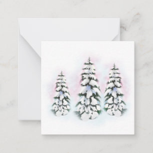 Three Watercolor Winter Trees  Card