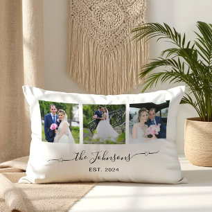 Three Wedding Photo Heart Swash Signature Lumbar Cushion