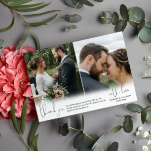 Three Wedding Photos Hand-Writing Script Thank You