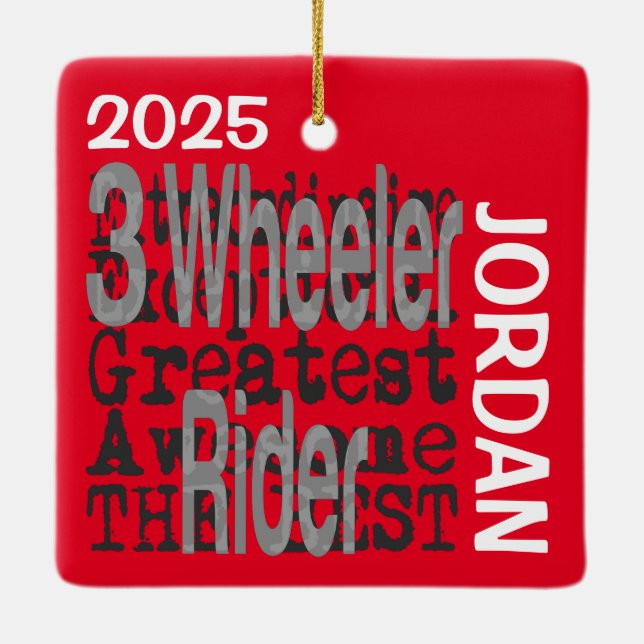 Three Wheeler Rider Extraordinaire CUSTOM Ceramic Ornament (Back)