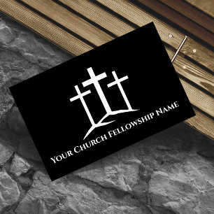 Three White Crosses Church Pastor Business Card