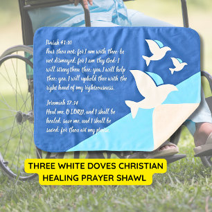 Three White Doves Christian Healing Prayer Shawl Sherpa Blanket