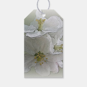 three white flowers gift tags