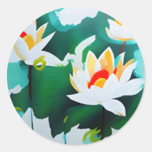 Three white Lotus flowers with green leaves
