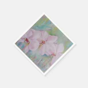 THREE WHITE ORCHIDS PAPER NAPKINS