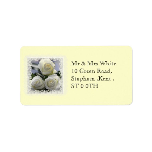 Three White Roses and lace Labels (Front)
