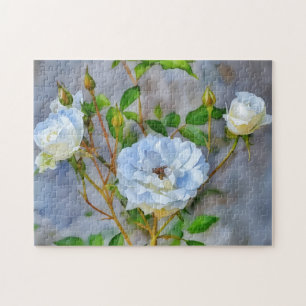 Three White Roses Rose Garden Art Puzzle