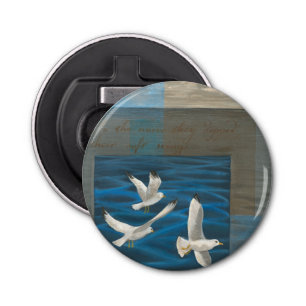 Three White Seagulls Flying Over the Water Bottle Opener