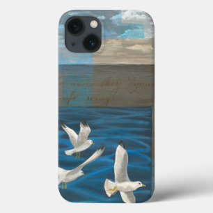 Three White Seagulls Flying Over the Water iPhone 13 Case