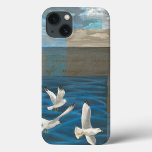 Three White Seagulls Flying Over the Water iPhone 13 Case