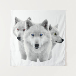 Three White Wolves Tapestry