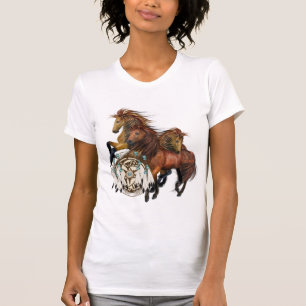 Three Wild Stallions and Mandala Shirt